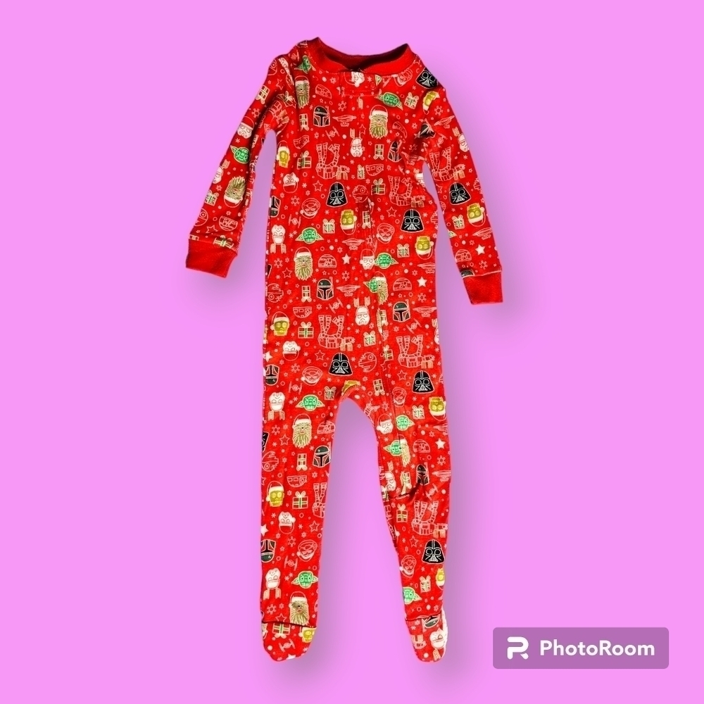 Amazon Essentials Red Star Wars Holiday Christmas Toddler Footie Pyjamas Siz 18M